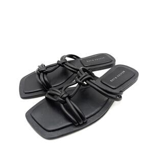 Azalea Wang Stetson Tubular Straps Knot Flat Sandals Women's Black Size US7